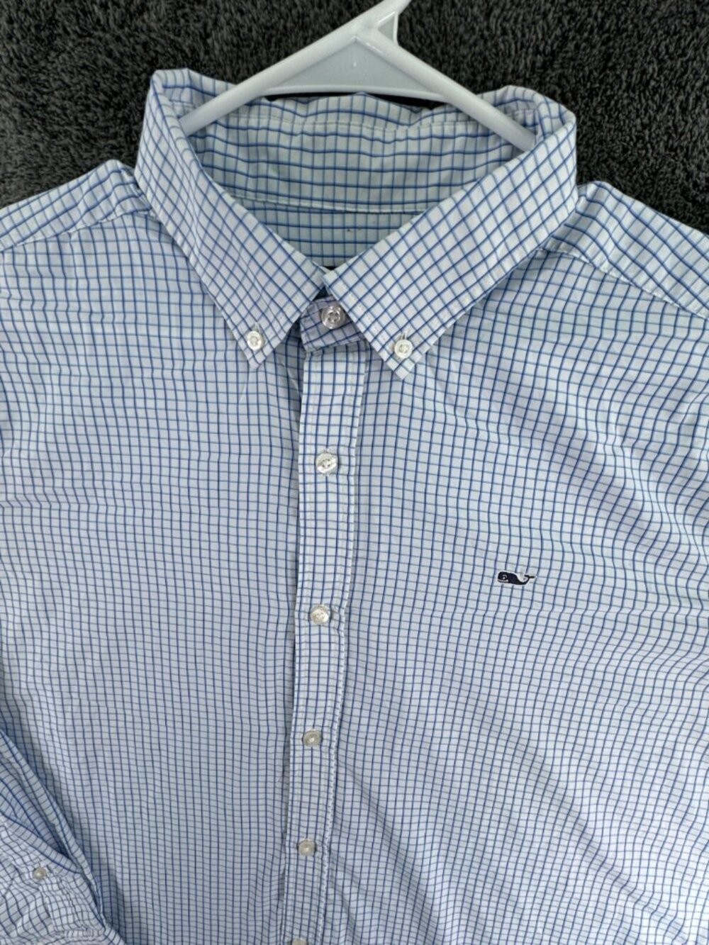 Vineyard Vines Nylon Polyester Long Sleeve Button Up Blue Check XL Whale Shirt